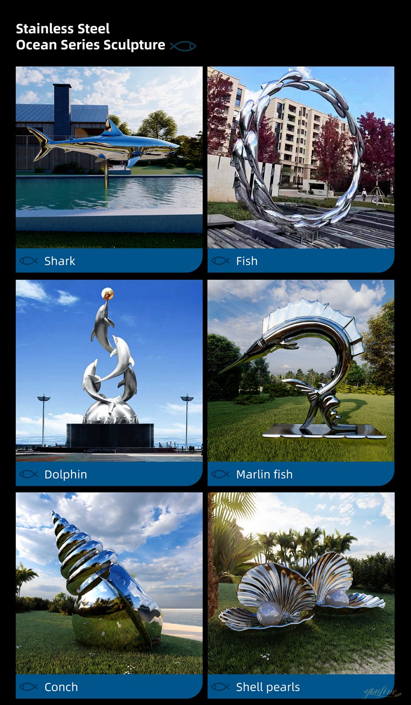 Stainless steel marine animal sculptures for sale