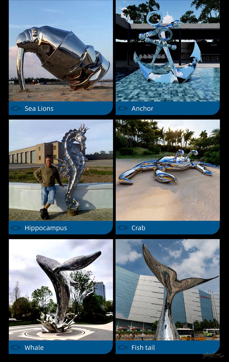 Stainless steel marine animal sculptures for sale