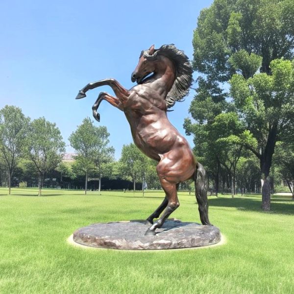 bronze rearing horse statue