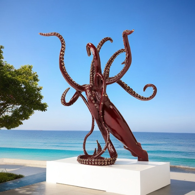 large Squid bronze sculpture