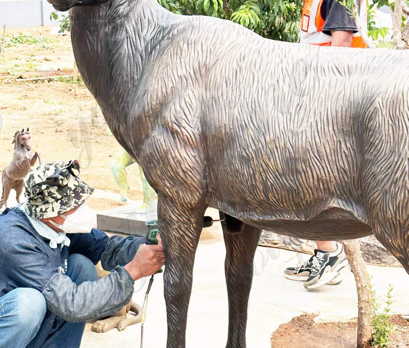 patina bronze deer sculpture