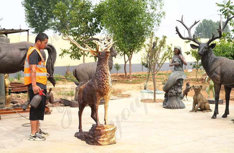 patina bronze elk sculpture