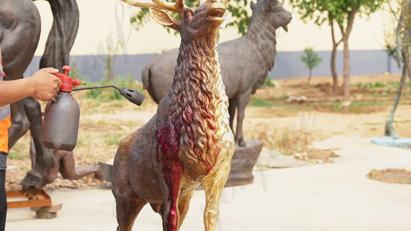 patina bronze elk statue