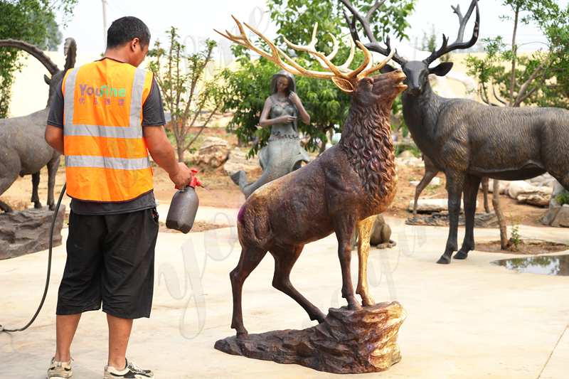 patina bronze stag sculpture
