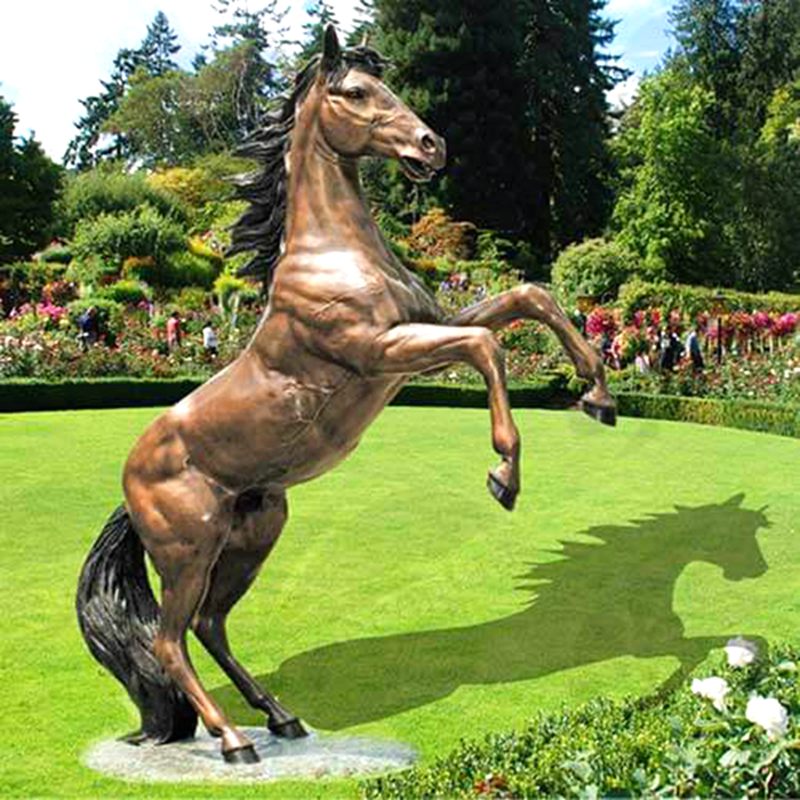 rearing bronze horse statue