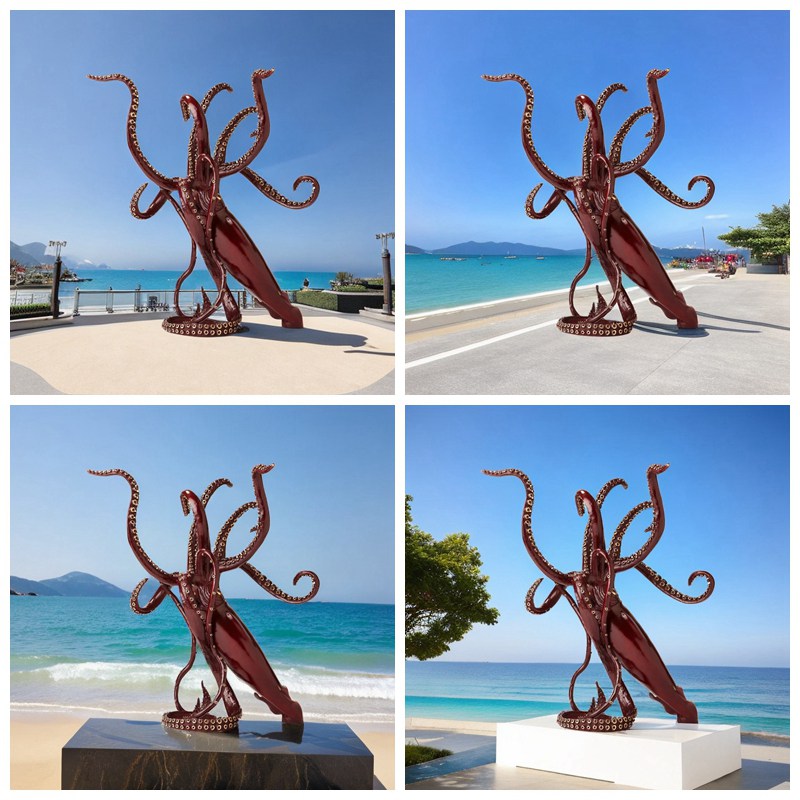 red Squid bronze sculpture