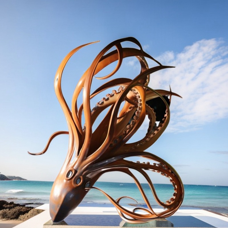 squid bronze statue art