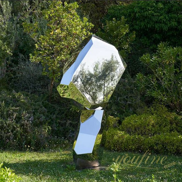 Faceted Stainless Steel Geometric Rock Sculptures