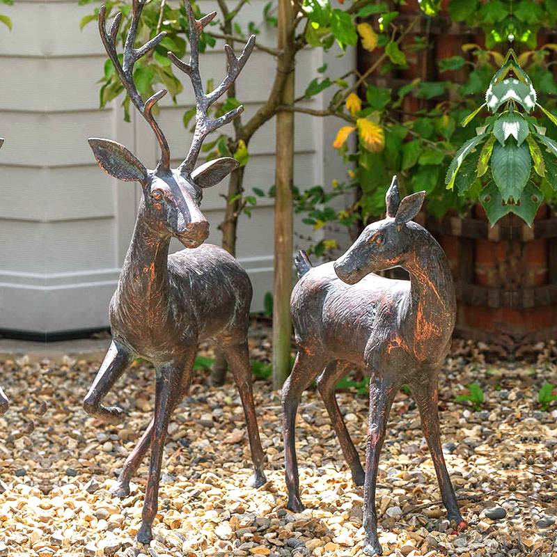 Fallow bronze Deer Family Sculpture