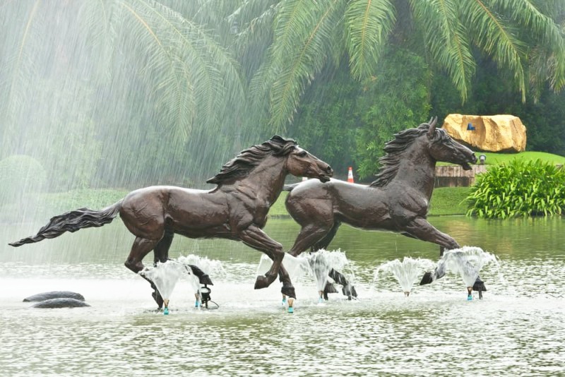 Group Antique Bronze Horse Sculpture