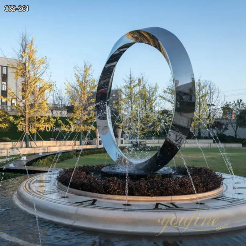 Large Modern Outdoor Ring Metal Sculpture Fountain for Sale CSS-261