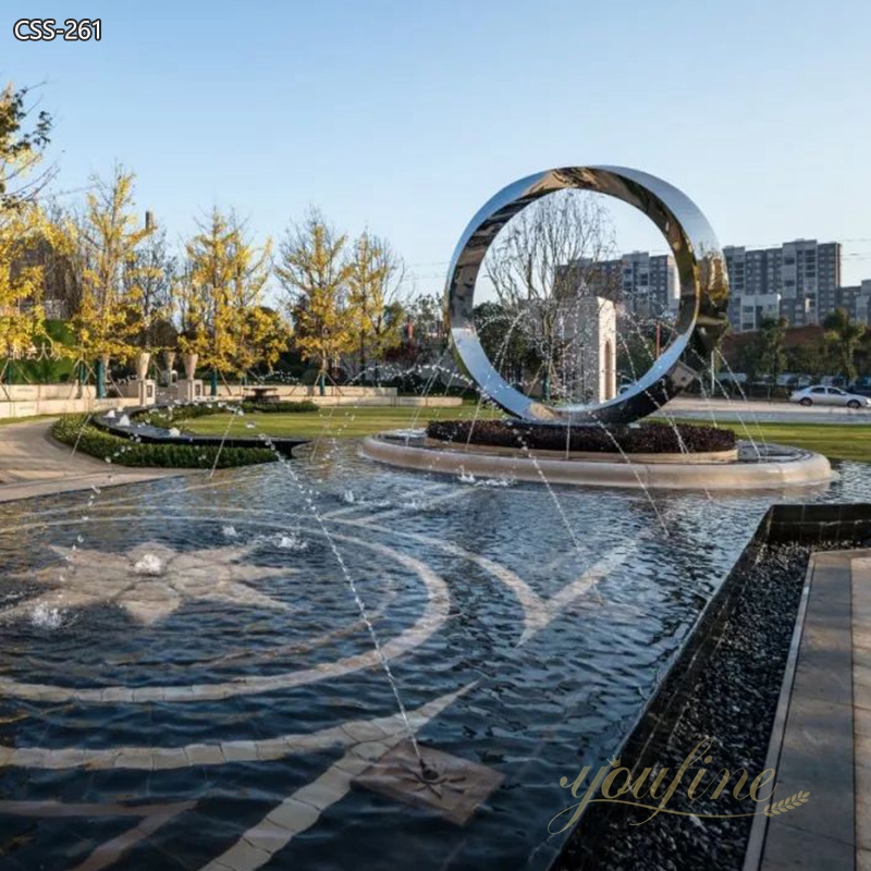 Large Modern Outdoor Ring Metal Sculpture Fountain for Sale CSS-261