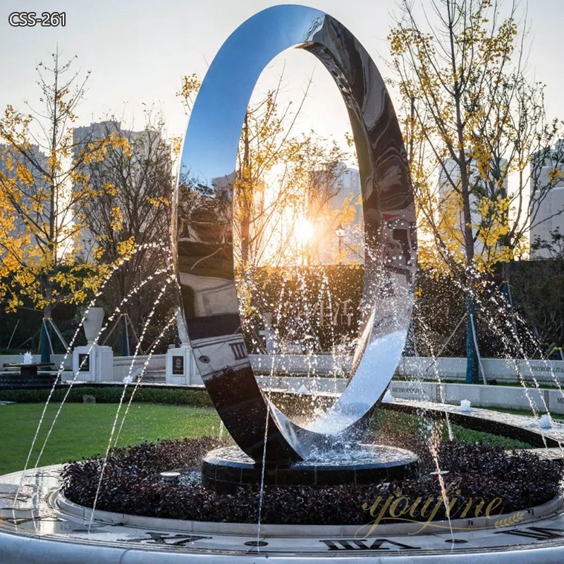 Large Modern Outdoor Ring Metal Sculpture Fountain for Sale CSS-261