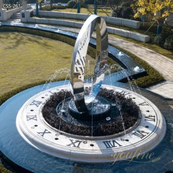 Large Modern Outdoor Ring Metal Sculpture Fountain for Sale CSS-261