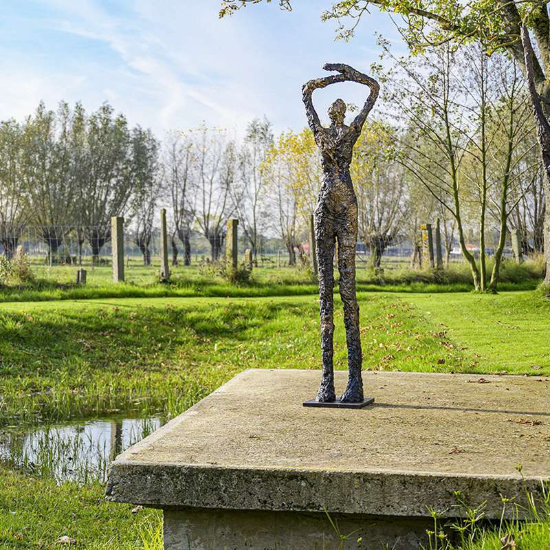 Moon staring bronze statue