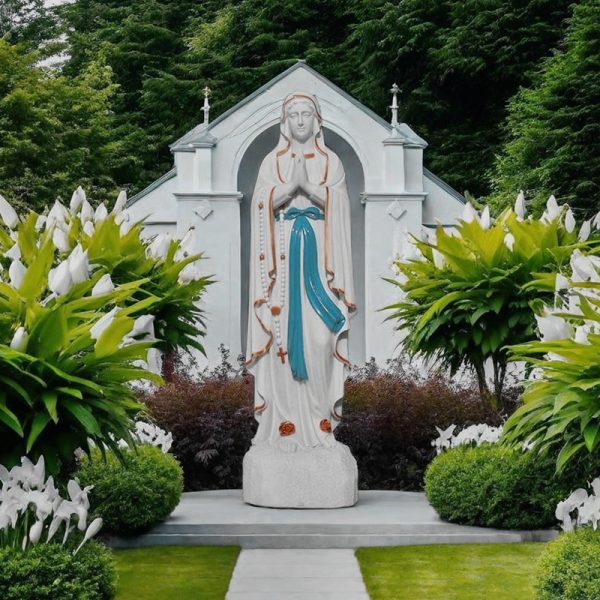 Painted Marble Our Lady of Lourdes Statue for Sale Outdoor Garden Church Decor