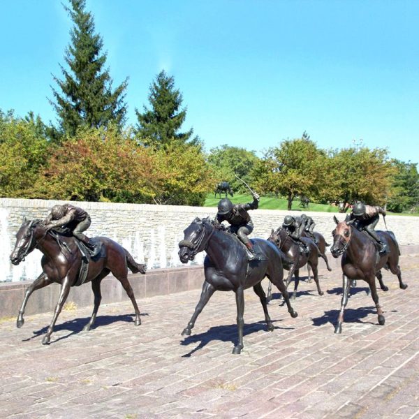 Racing Horse with Jockey Statue Garden Decor