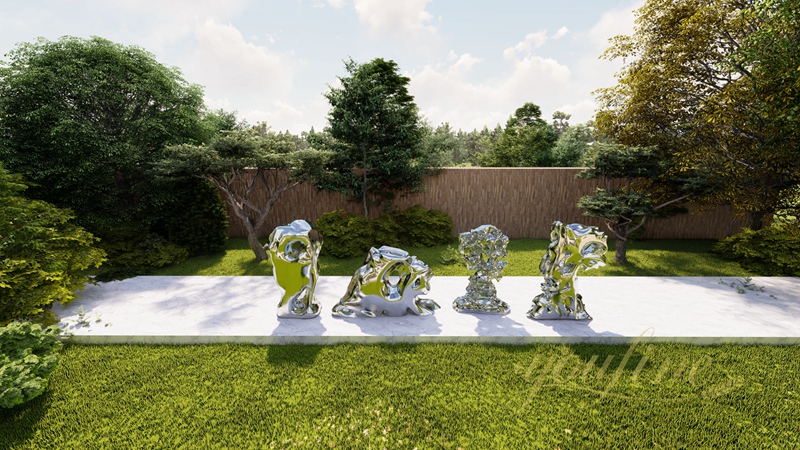 Realistic Stainless Steel Rock Sculptures