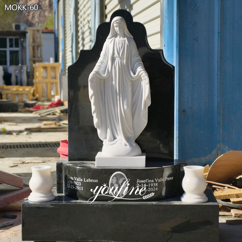 Virgin Mary Statues Headstone