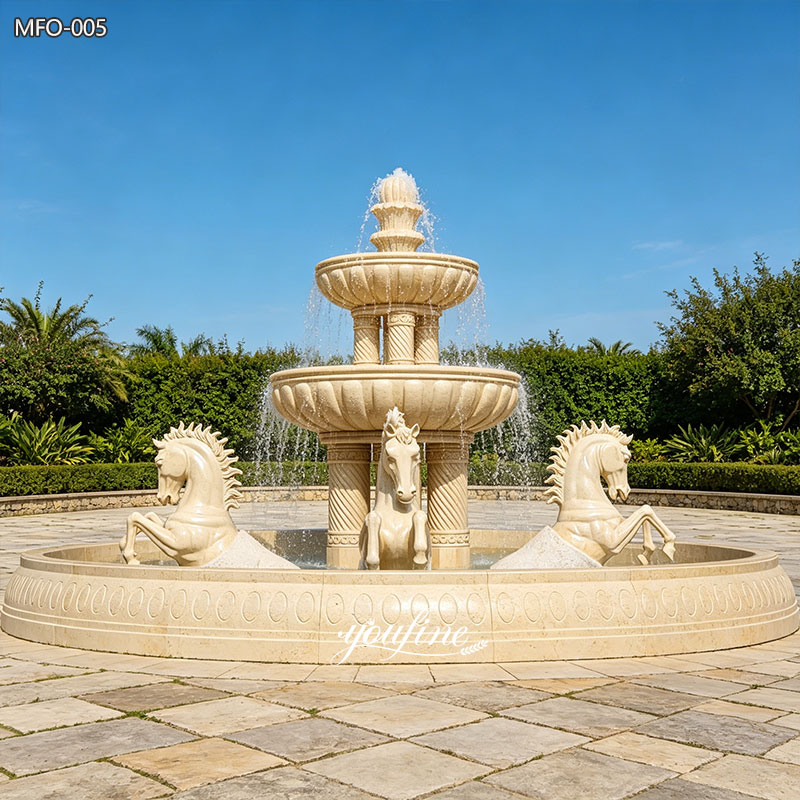 beige Circular Driveway Water Fountain