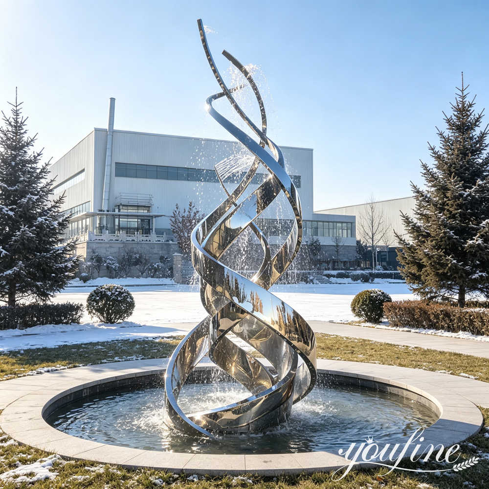 flame stainless steel water feature sculpture