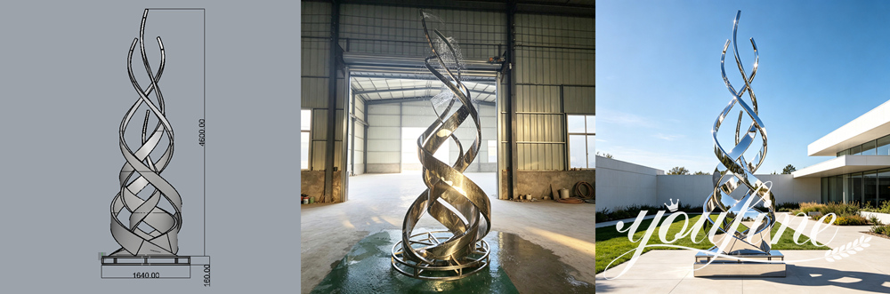 from design to completed flame water feature sculpture