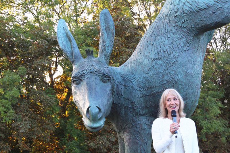 large donkey bronze statue