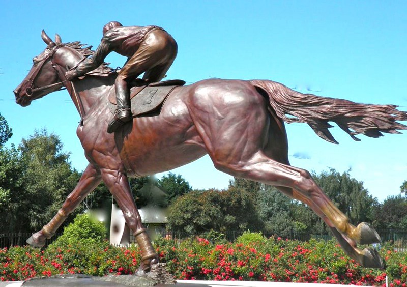 lifesize Bronze Racing Horse Statue