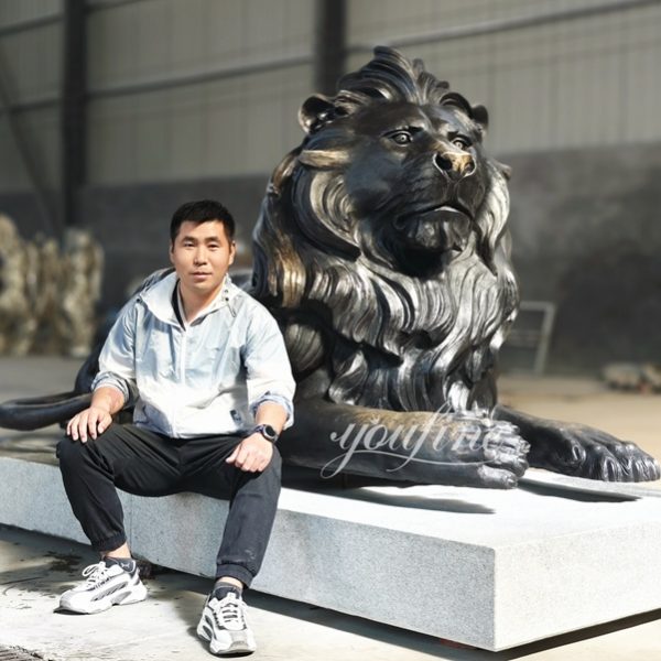 lifesize bronze lion statue