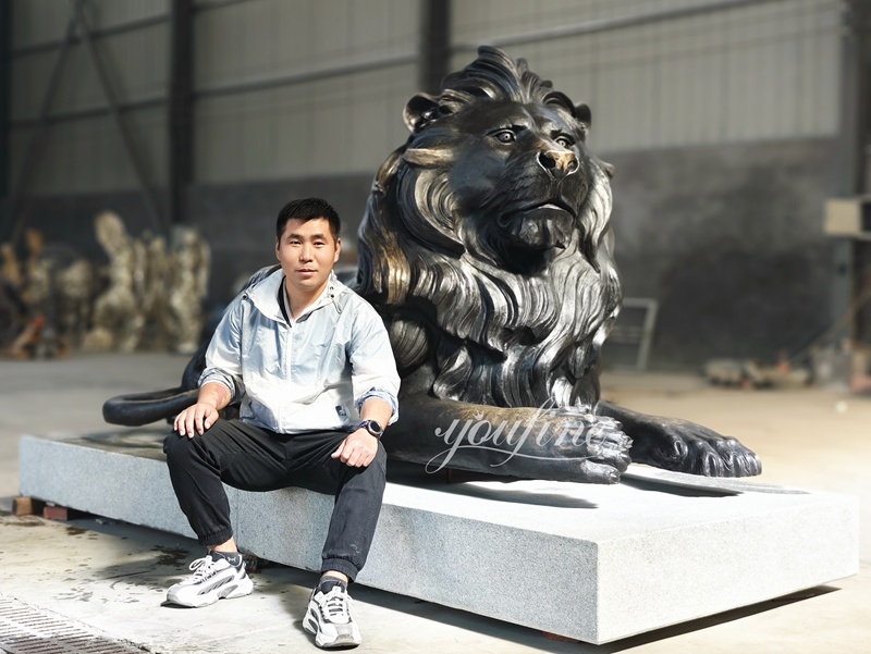 lifesize bronze lion statue