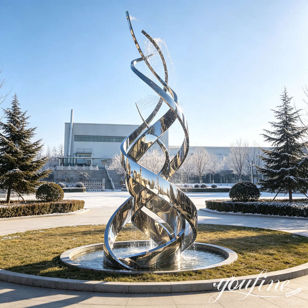 Twisting Flame Stainless Steel Water Feature Sculpture CSS-253