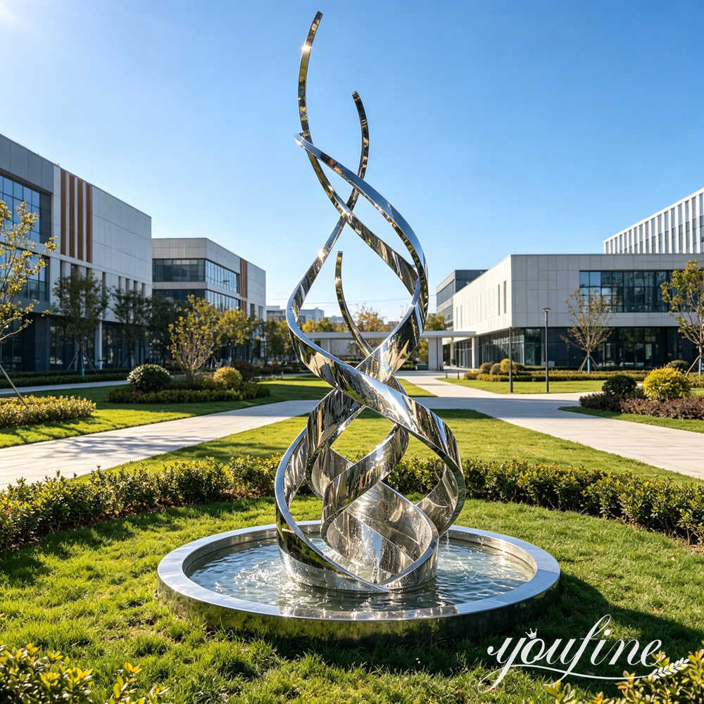 modern flame water feature sculpture