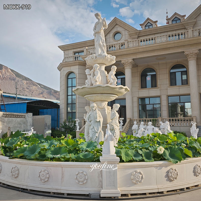 white marble water outdoor fountain