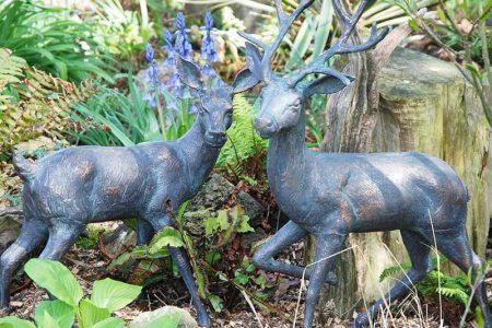 Bronze Life Size Family Fallow Deer Sculpture BOK1-516