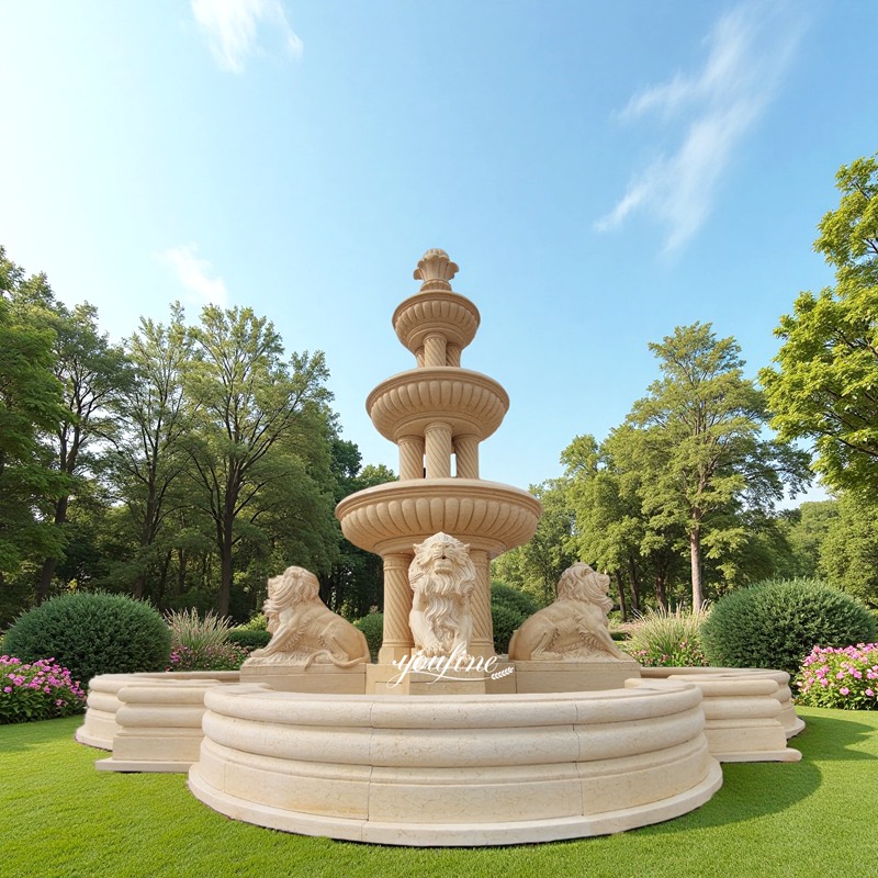 Egyptian beige lion fountain