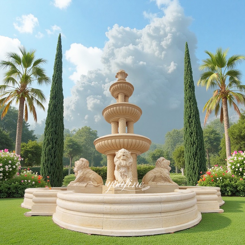 beige marble fountain