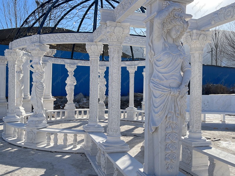 Extra Large Marble Gazebo with a Colonnade for Outdoor