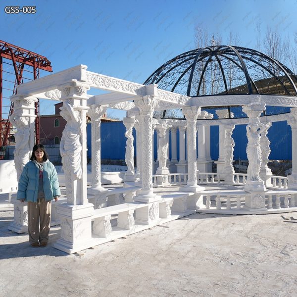 Extra Large Marble Gazebo with a Colonnade for Outdoor