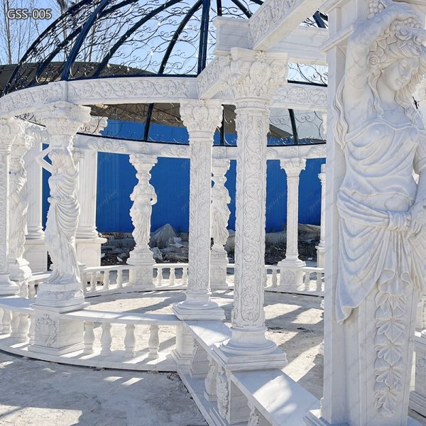 Extra Large Marble Gazebo with a Colonnade for Outdoor