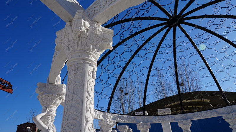 Extra Large Marble Gazebo with a Colonnade for Outdoor