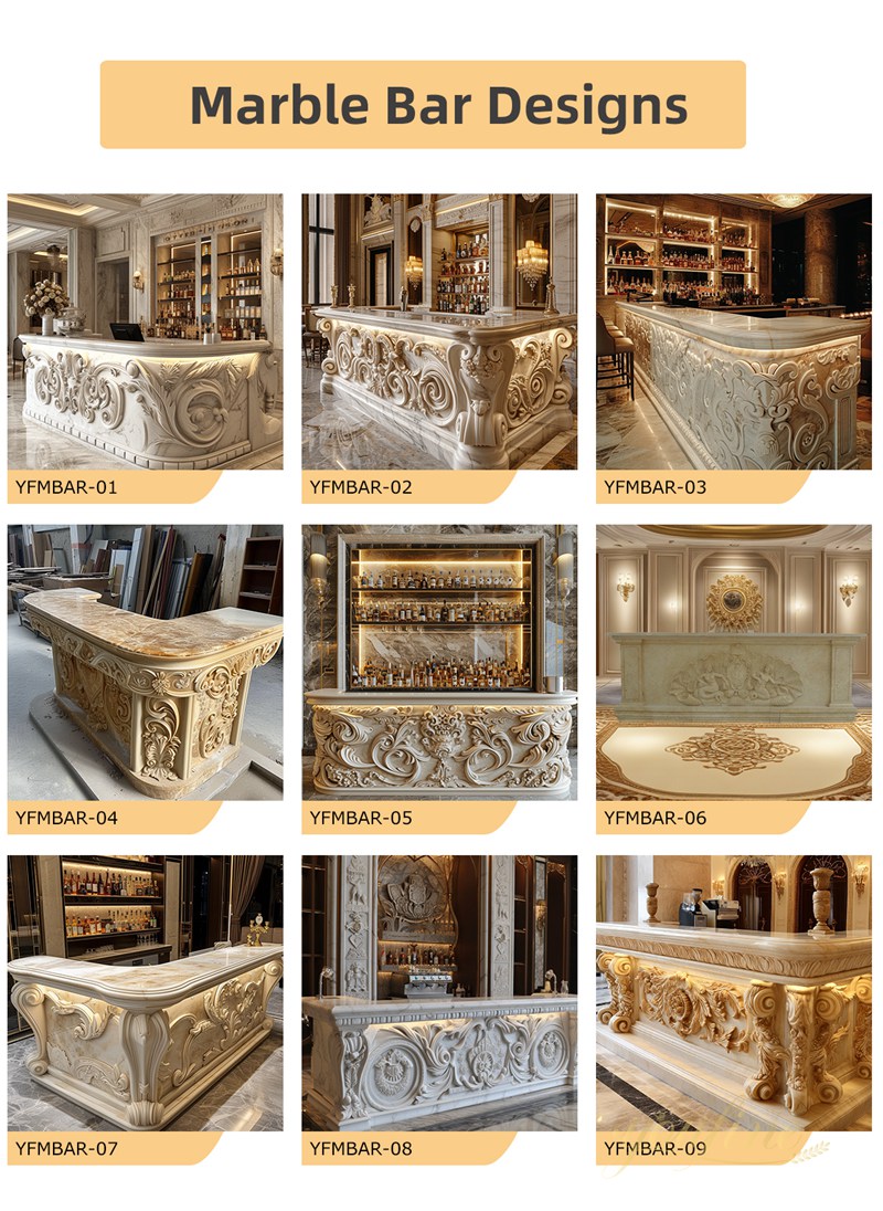 Hand Carved Natural Marble Bar Counter for Hotel Lobby