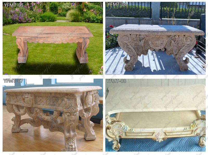 Hand-Carved Natural White Marble Center Table for Villa