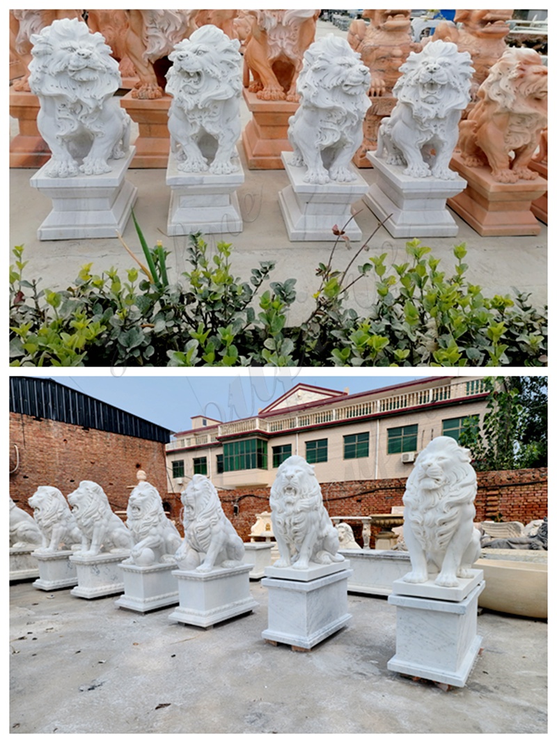 Large In-Stock Marble Lion Sculptures