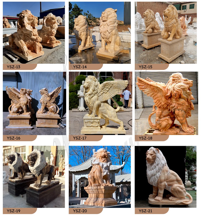 More Marble Winged Lion Statues