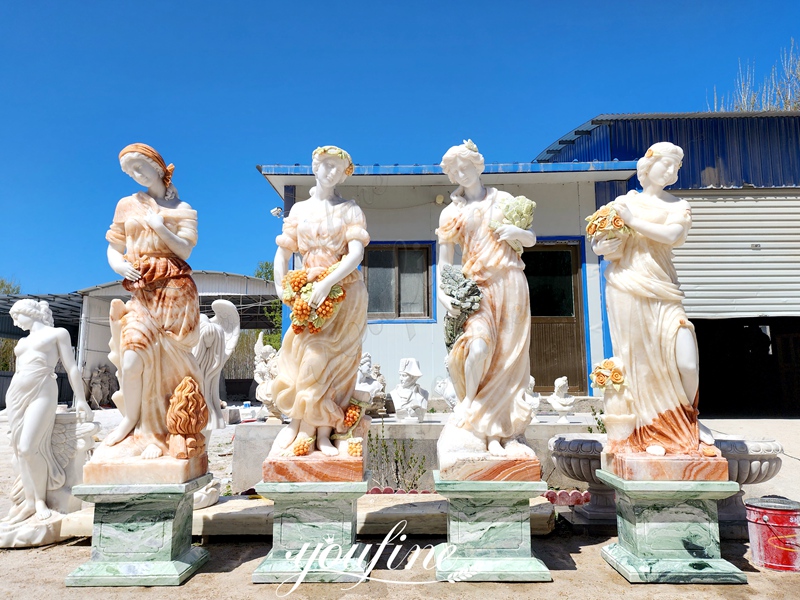 Outdoor Hand Carved Marble Four Season Statues For Garden