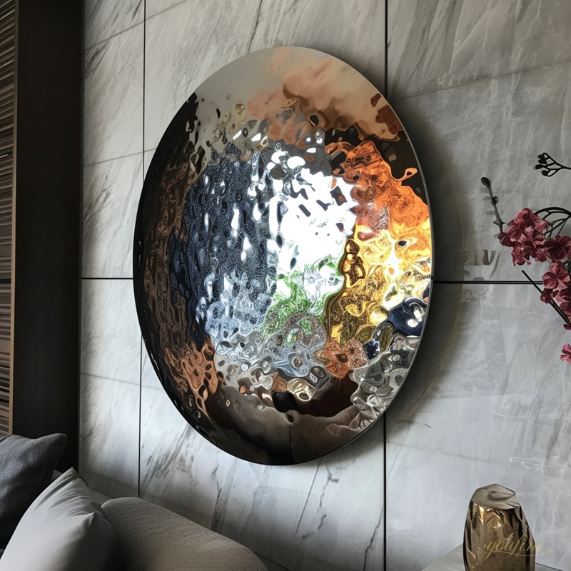 Round Stainless Steel Water Ripple Sculpture for Wall