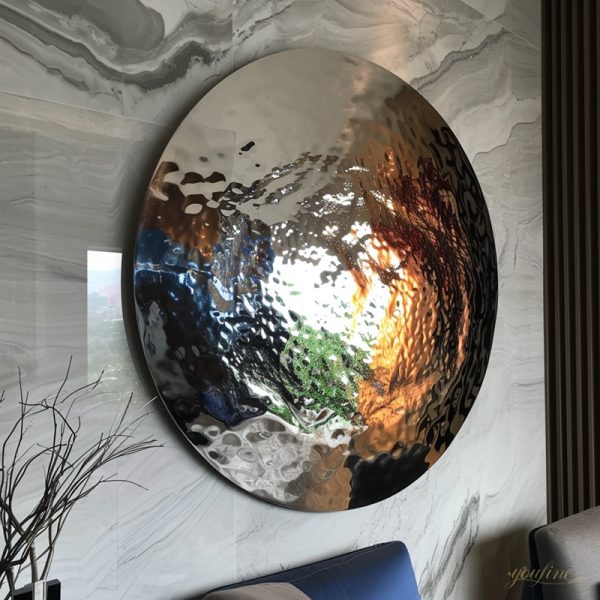 Round Stainless Steel Water Ripple Sculpture for Wall