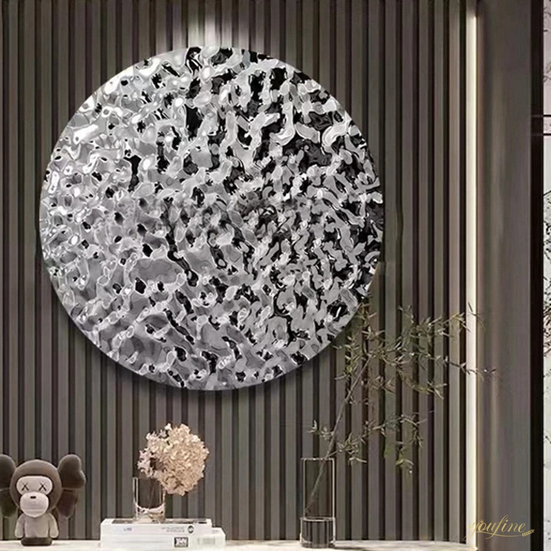 Round Stainless Steel Water Ripple Sculpture for Wall