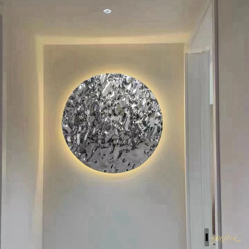 Round Stainless Steel Water Ripple Sculpture for Wall