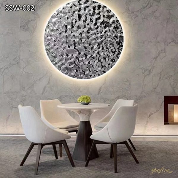 Round Stainless Steel Water Ripple Sculpture for Wall